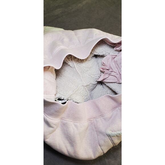 Ugg Sweatpants Sz M Sherpa Lines Joggers Pockets Logo Unisex Pink Winter C21-37 - Picture 10 of 11